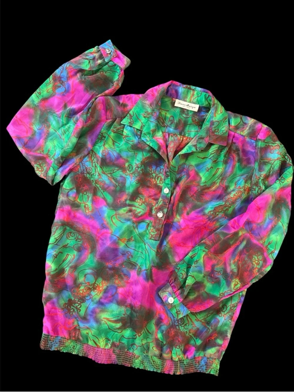 Abstract Vintage 80s Pull Over Long Sleeve Top_2